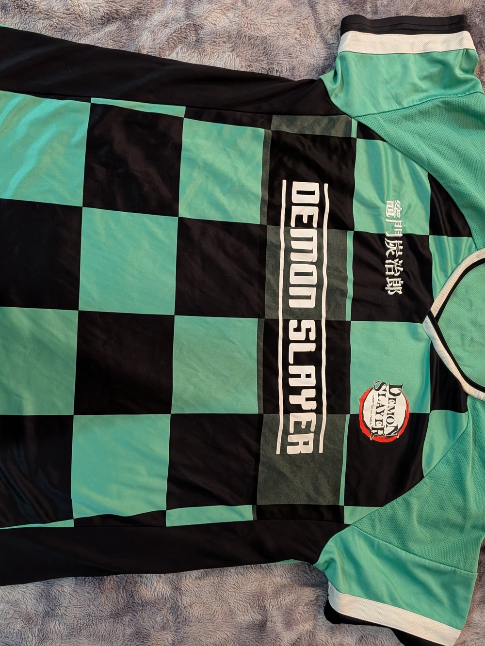 Others Follow Demon Slayer Checkerboard Green Black Jersey